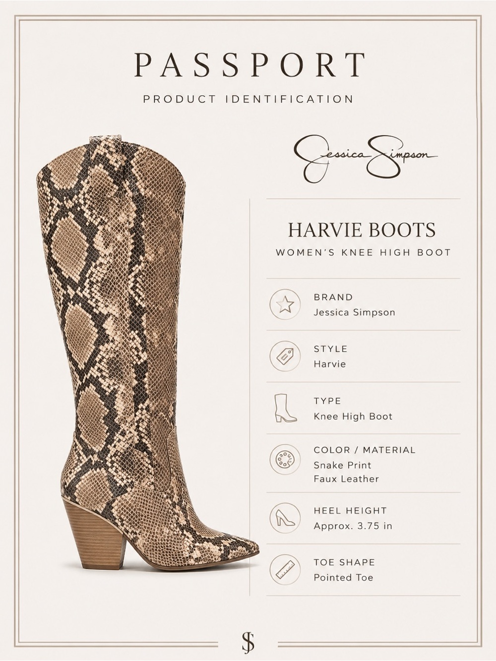 Jessica Simpson Havrie Knee High Snake Print Wedge Boots Totally Taupe 10M